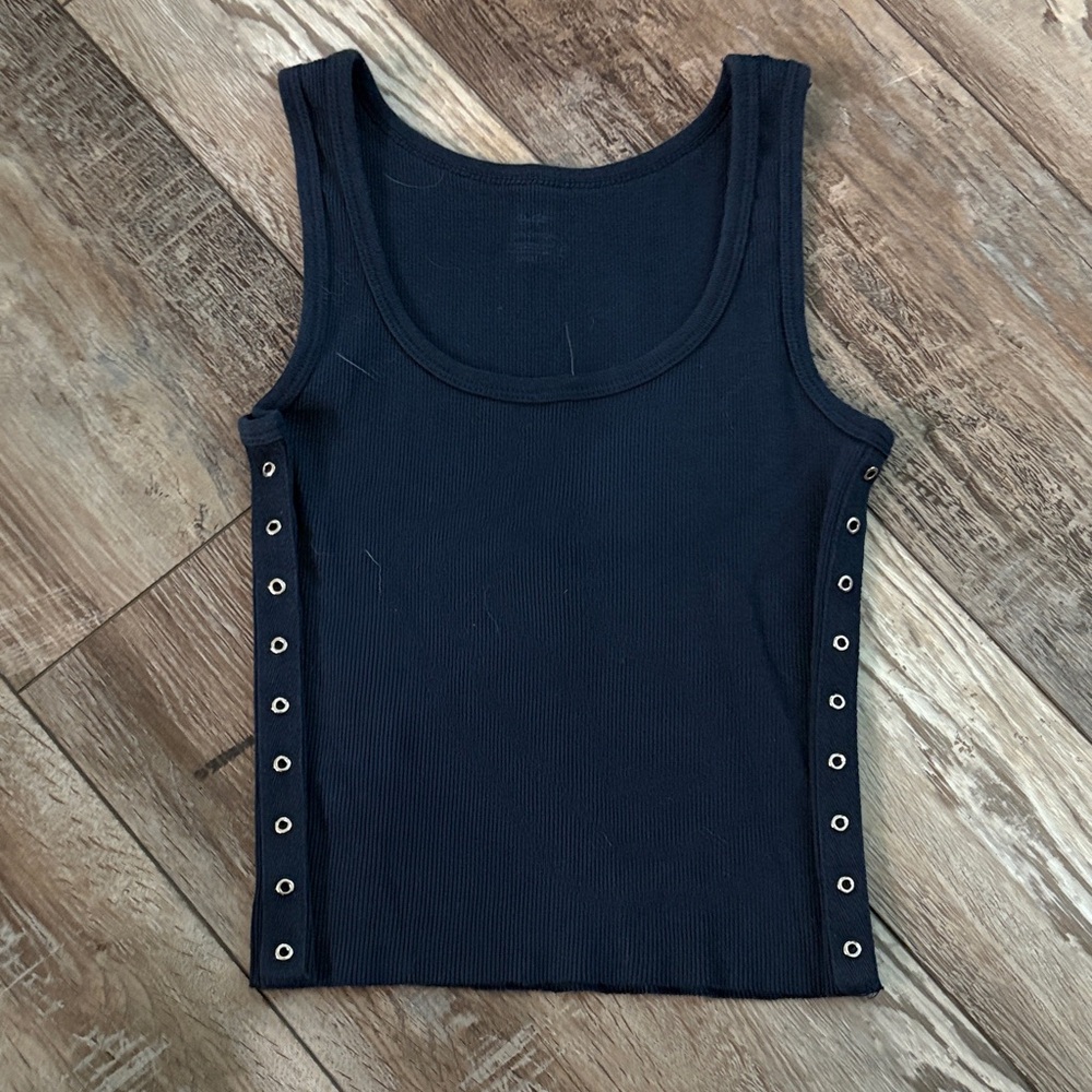 Brandy Melville Navy Tank Top with Grommet Sides